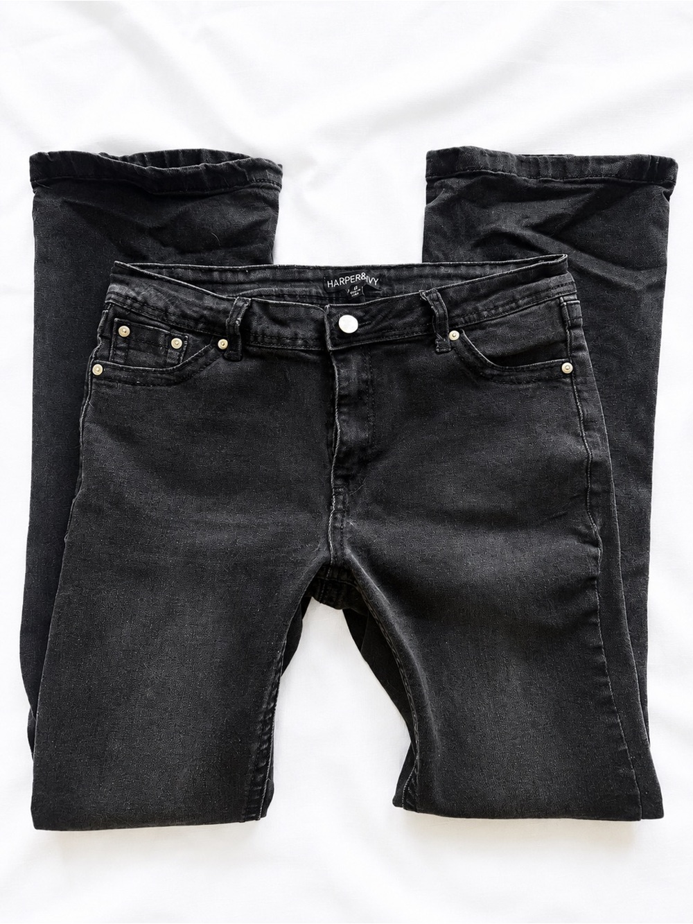 2000s Harper & Ivy Black Butterfly Embellished Bootcut Jeans Size 9 Y2K - Picture 2 of 6